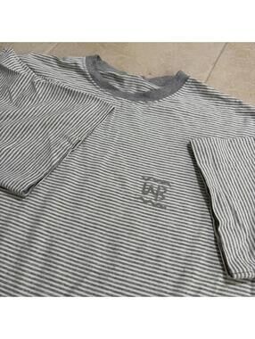 Vintage Striped Pocket Logo T Shirt Gray White Stripe Tee XL